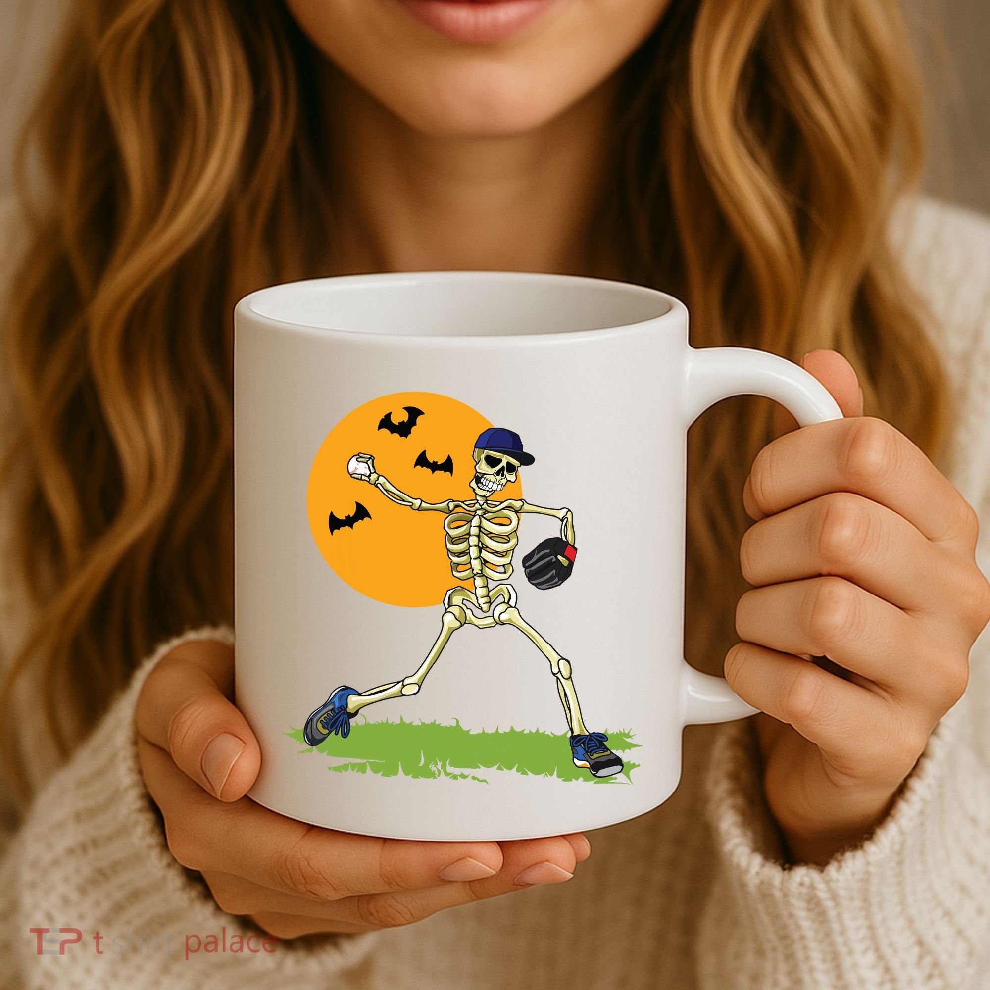 Baseball Skeleton Halloween Boy Baseball Halloween Coffee Mug