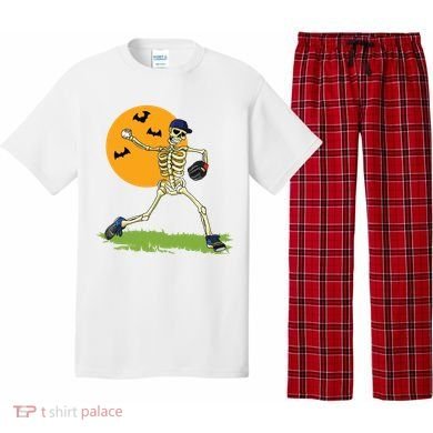 Baseball Skeleton Halloween Boy Baseball Halloween Pajama Set