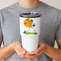Baseball Skeleton Halloween Boy Baseball Halloween Tumbler thumb 2