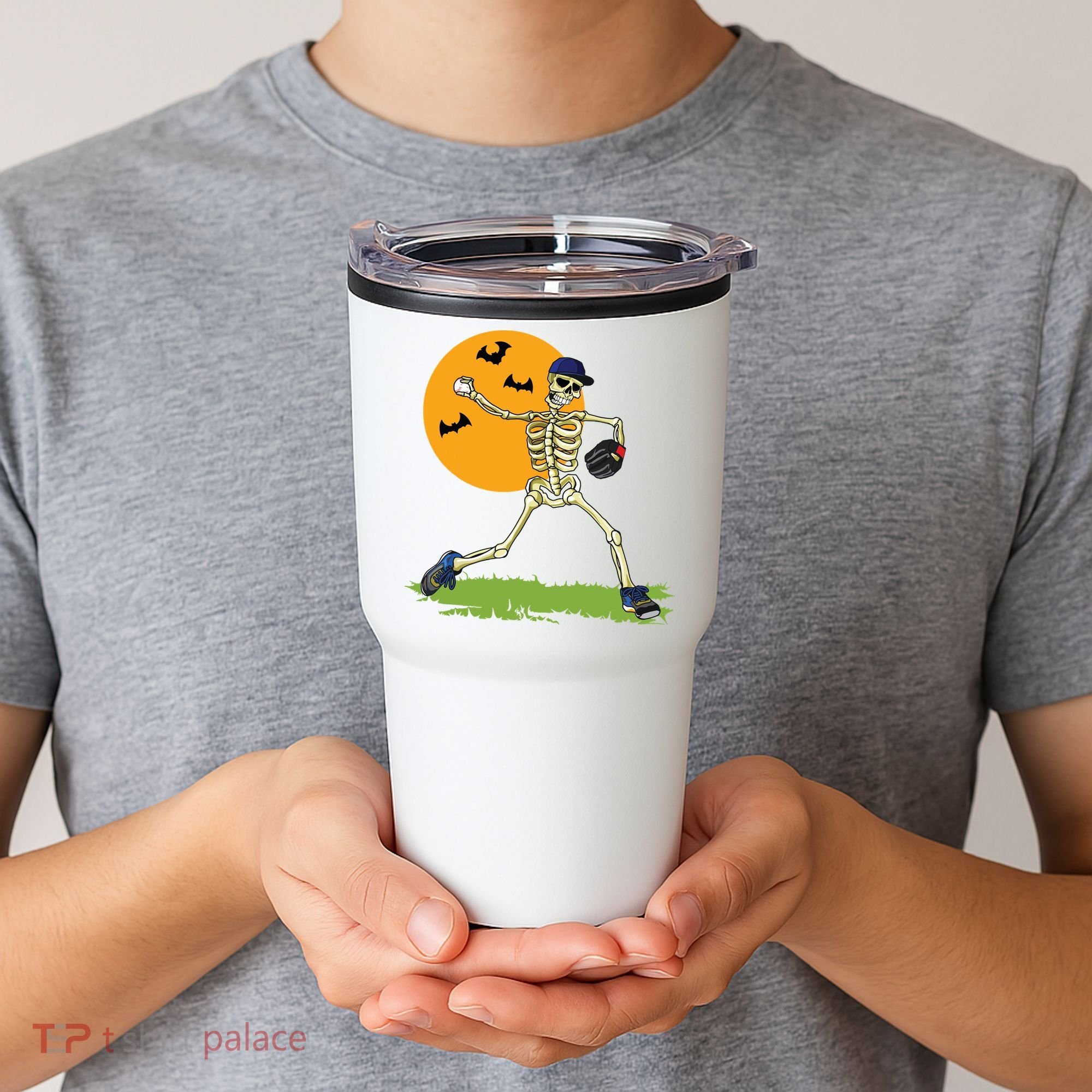 Baseball Skeleton Halloween Boy Baseball Halloween Tumbler