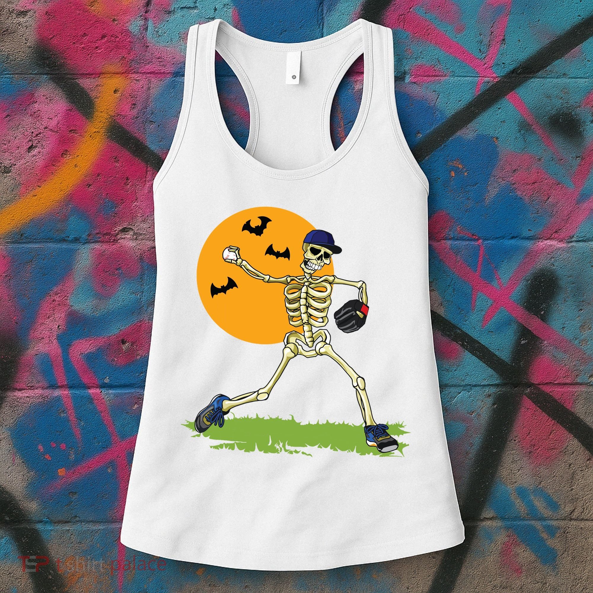 Baseball Skeleton Halloween Boy Baseball Halloween Women's Tank Top