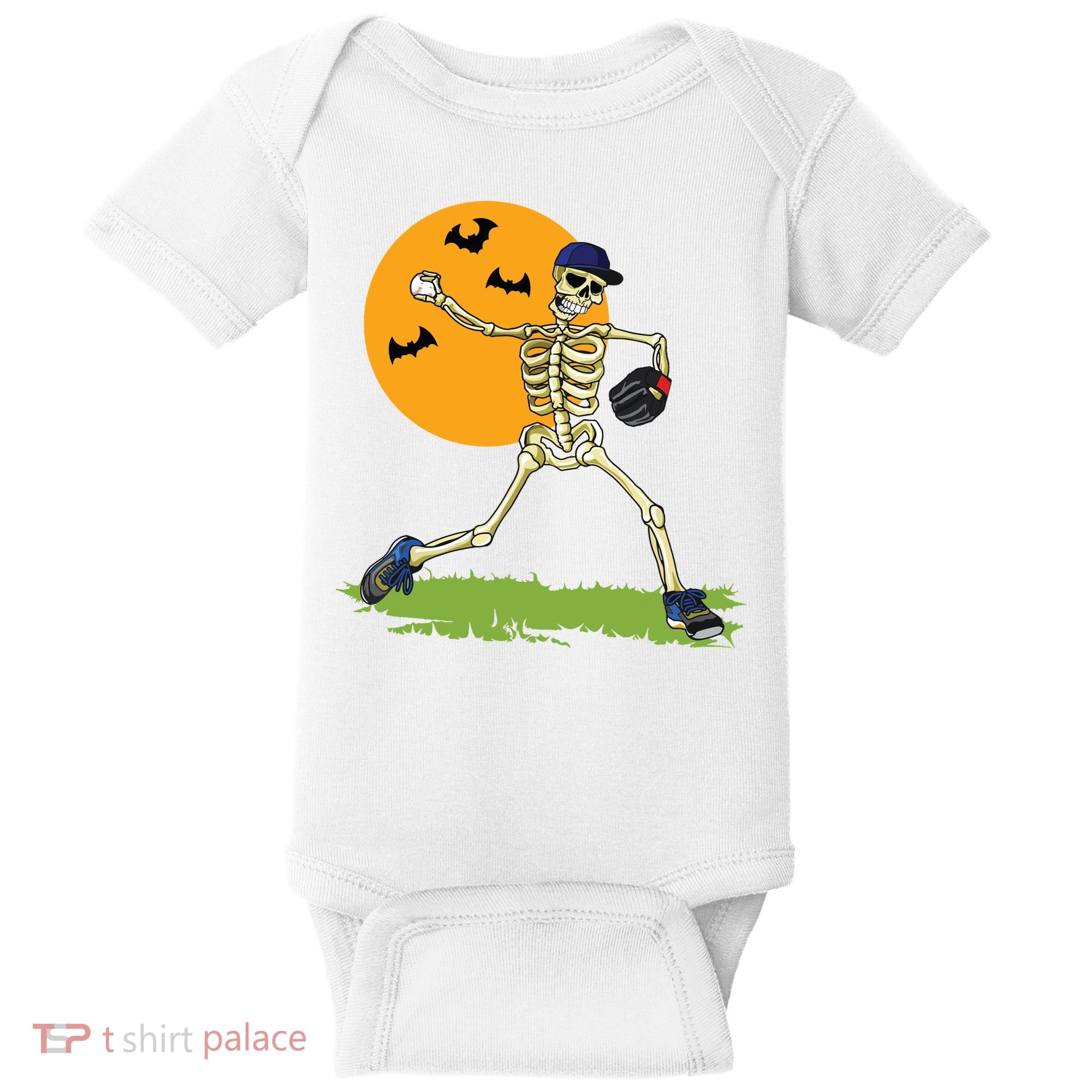 Baseball Skeleton Halloween Boy Baseball Halloween Baby Bodysuit