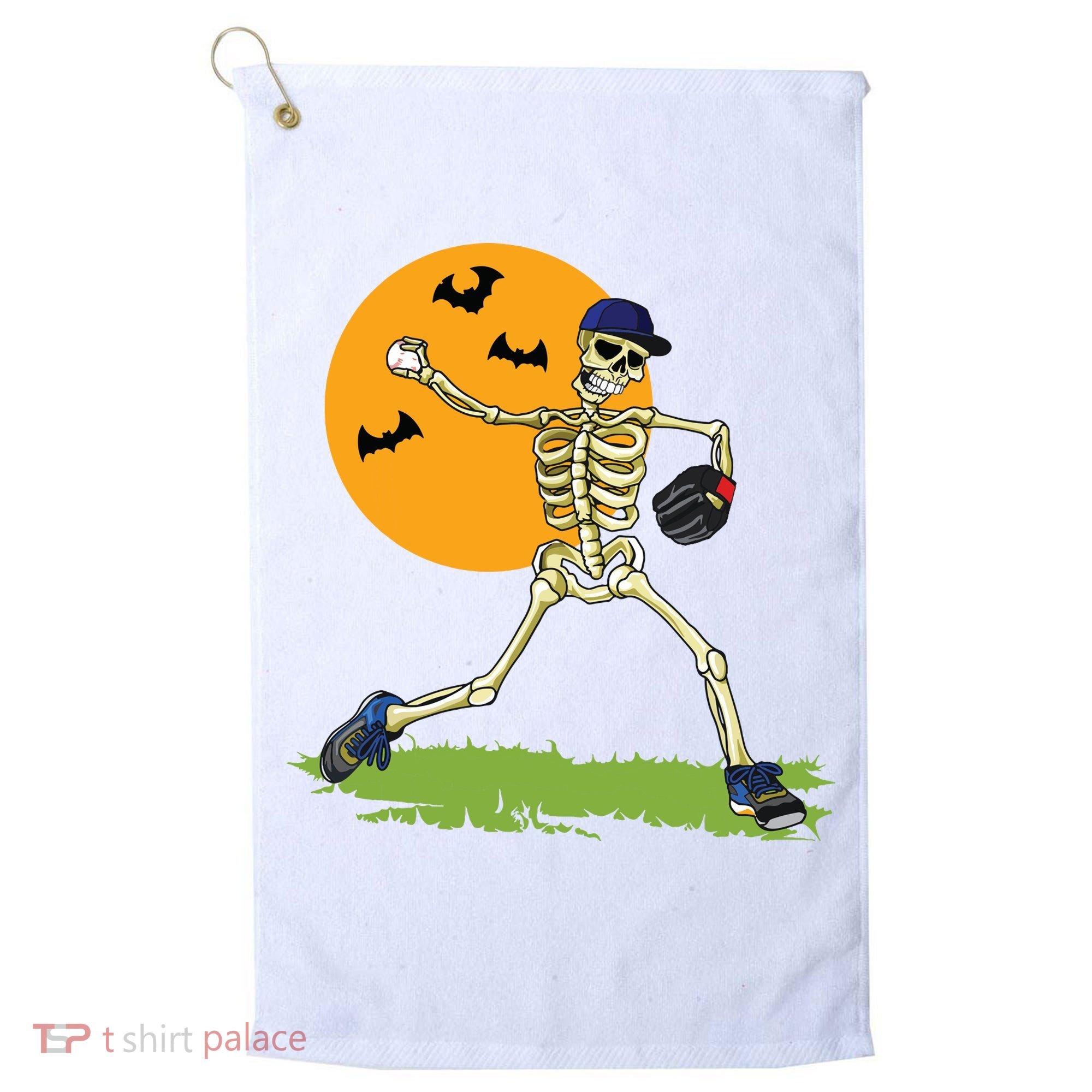 Baseball Skeleton Halloween Boy Baseball Halloween Golf Towel