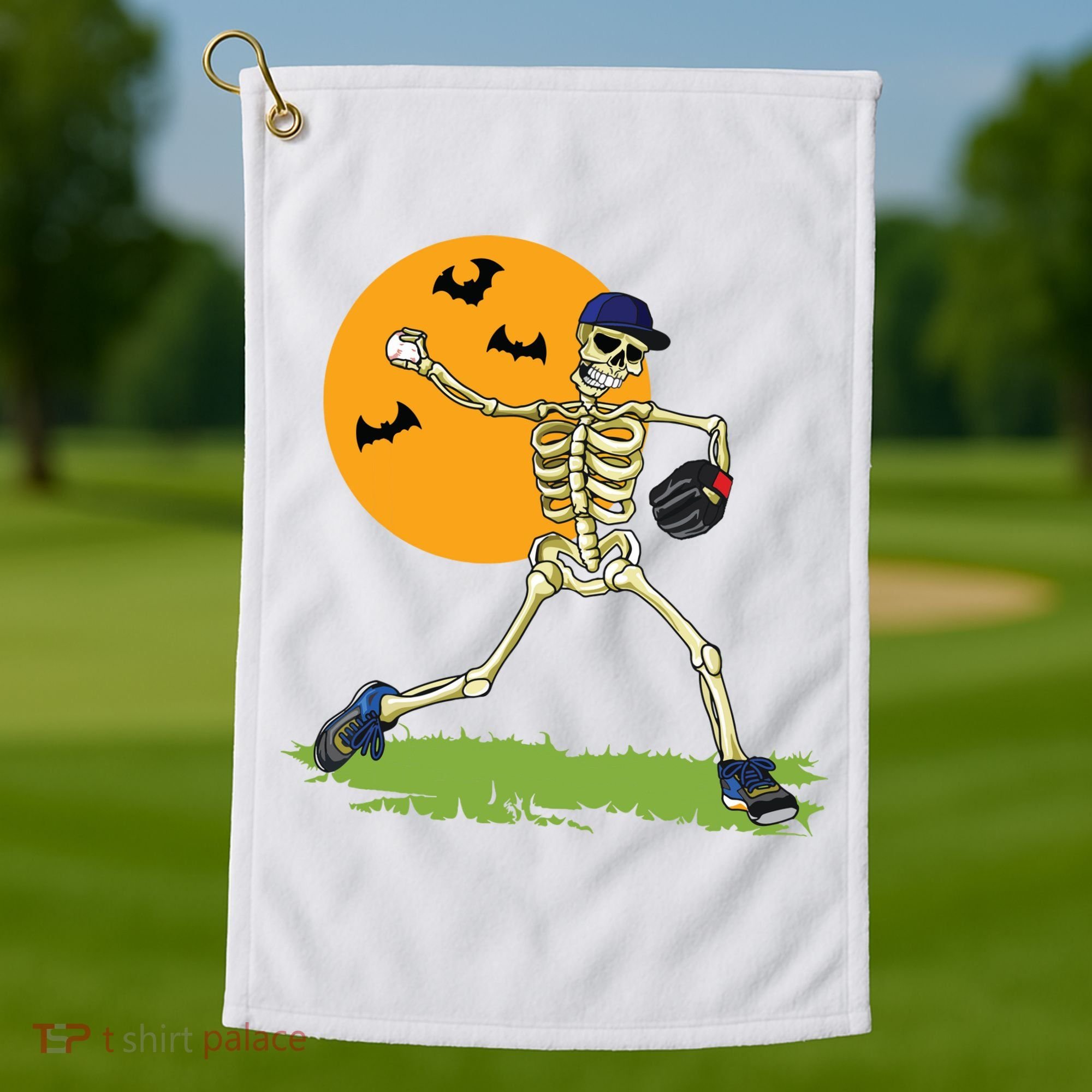 Baseball Skeleton Halloween Boy Baseball Halloween Golf Towel