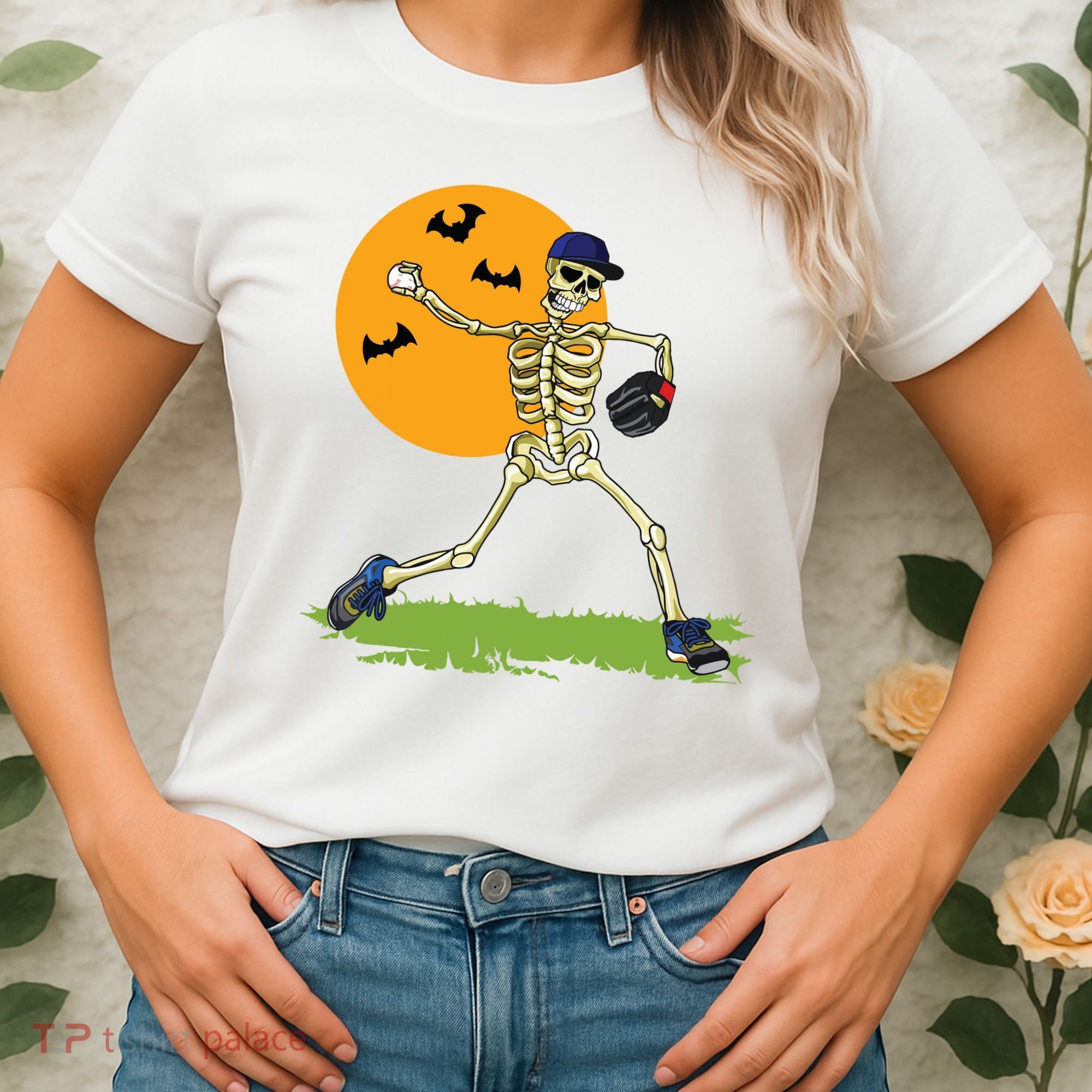 Baseball Skeleton Halloween Boy Baseball Halloween Women's T-Shirt