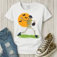 Baseball Skeleton Halloween Boy Baseball Halloween Women's T-Shirt thumb 3