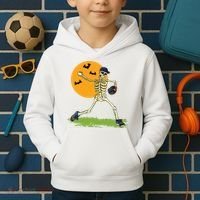 Baseball Skeleton Halloween Boy Baseball Halloween Kids Hoodie thumb 2