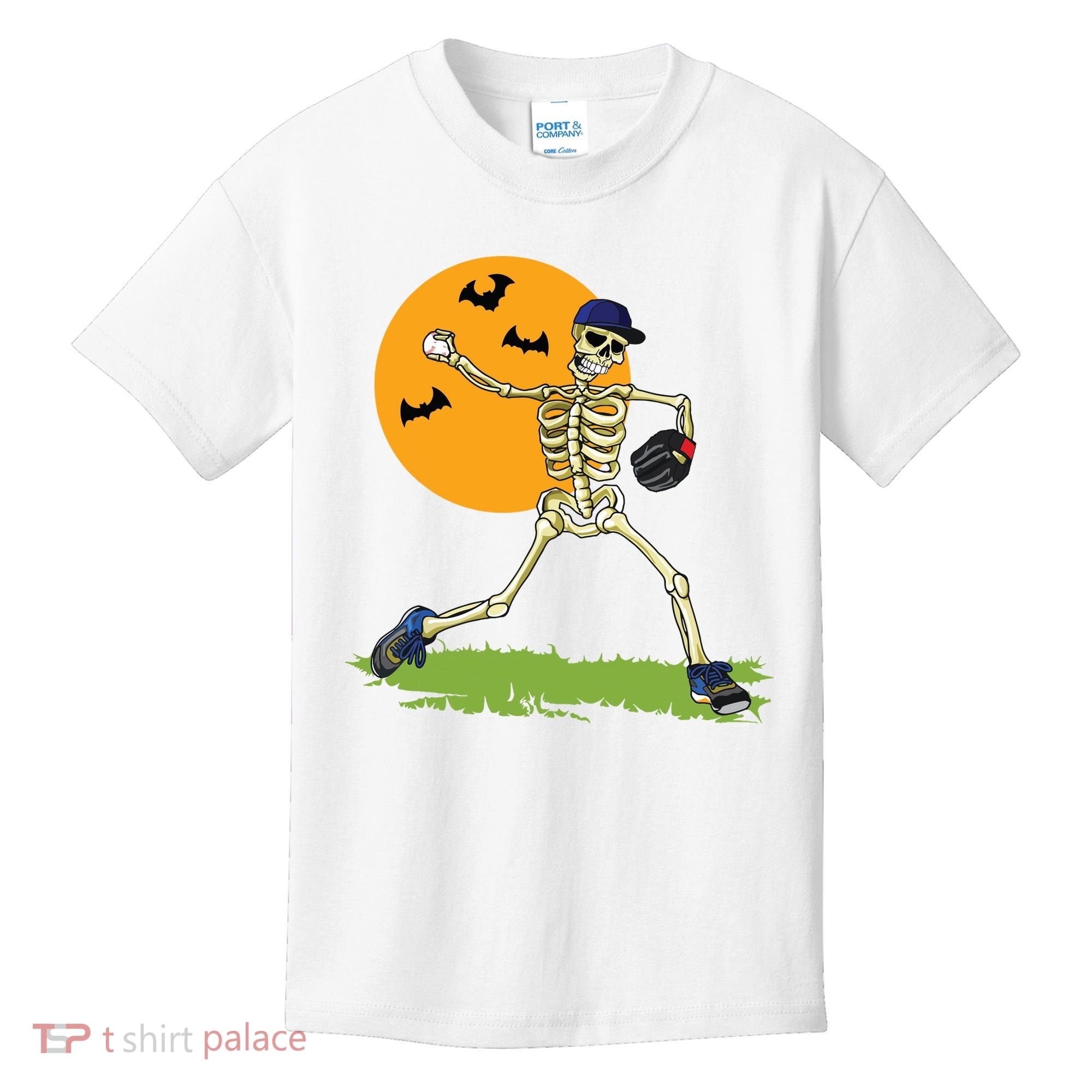 Baseball Skeleton Halloween Boy Baseball Halloween Kids T-Shirt