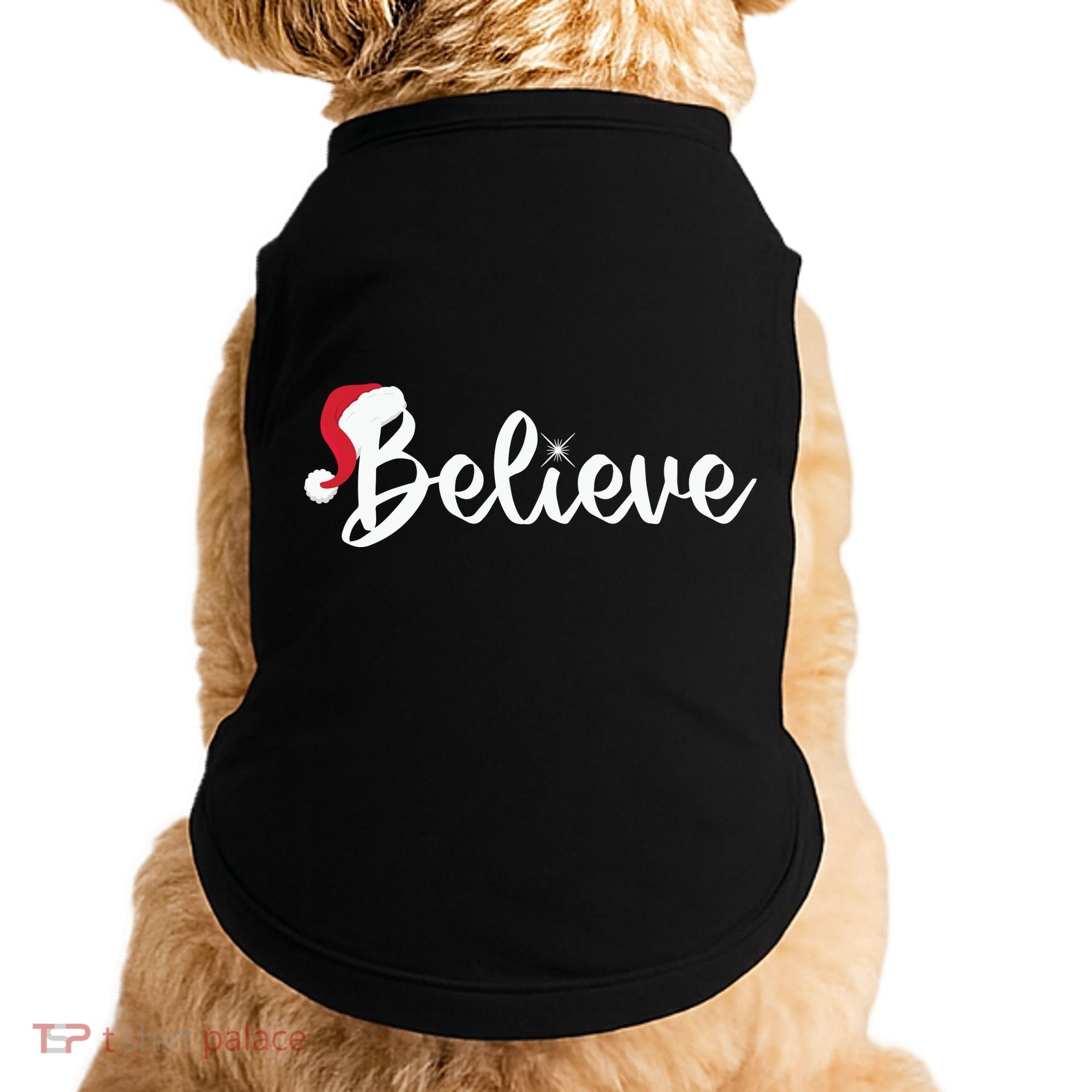 Believe Santa Hat Christmas Gift Doggie Tank