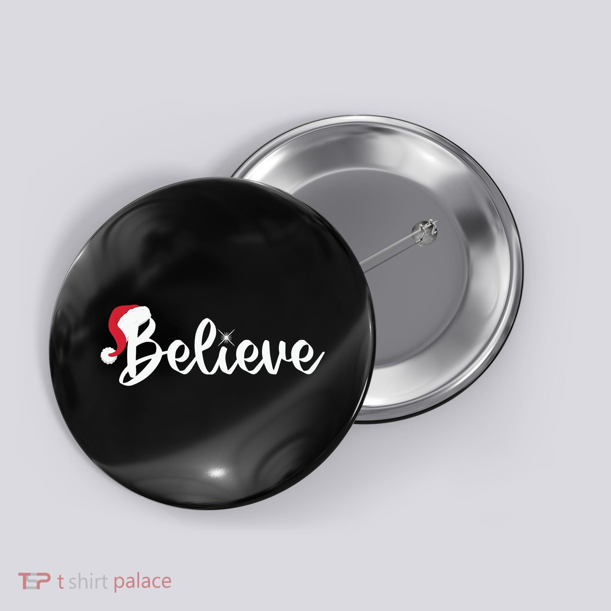 Believe Santa Hat Christmas Gift Button