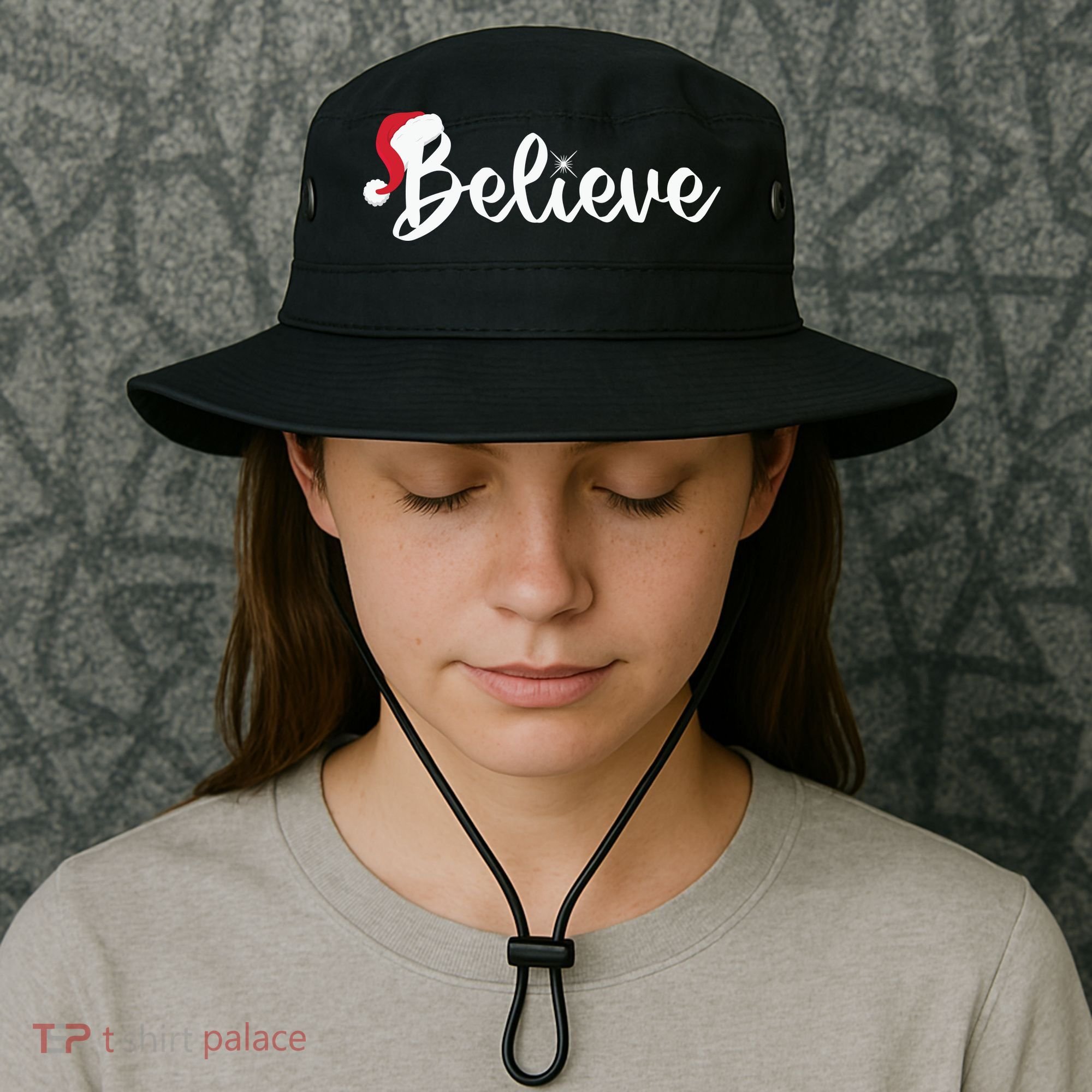 Believe Santa Hat Christmas Gift Bucket Hat