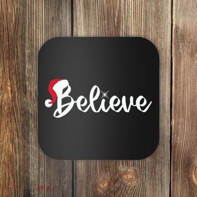 Believe Santa Hat Christmas Gift Coaster