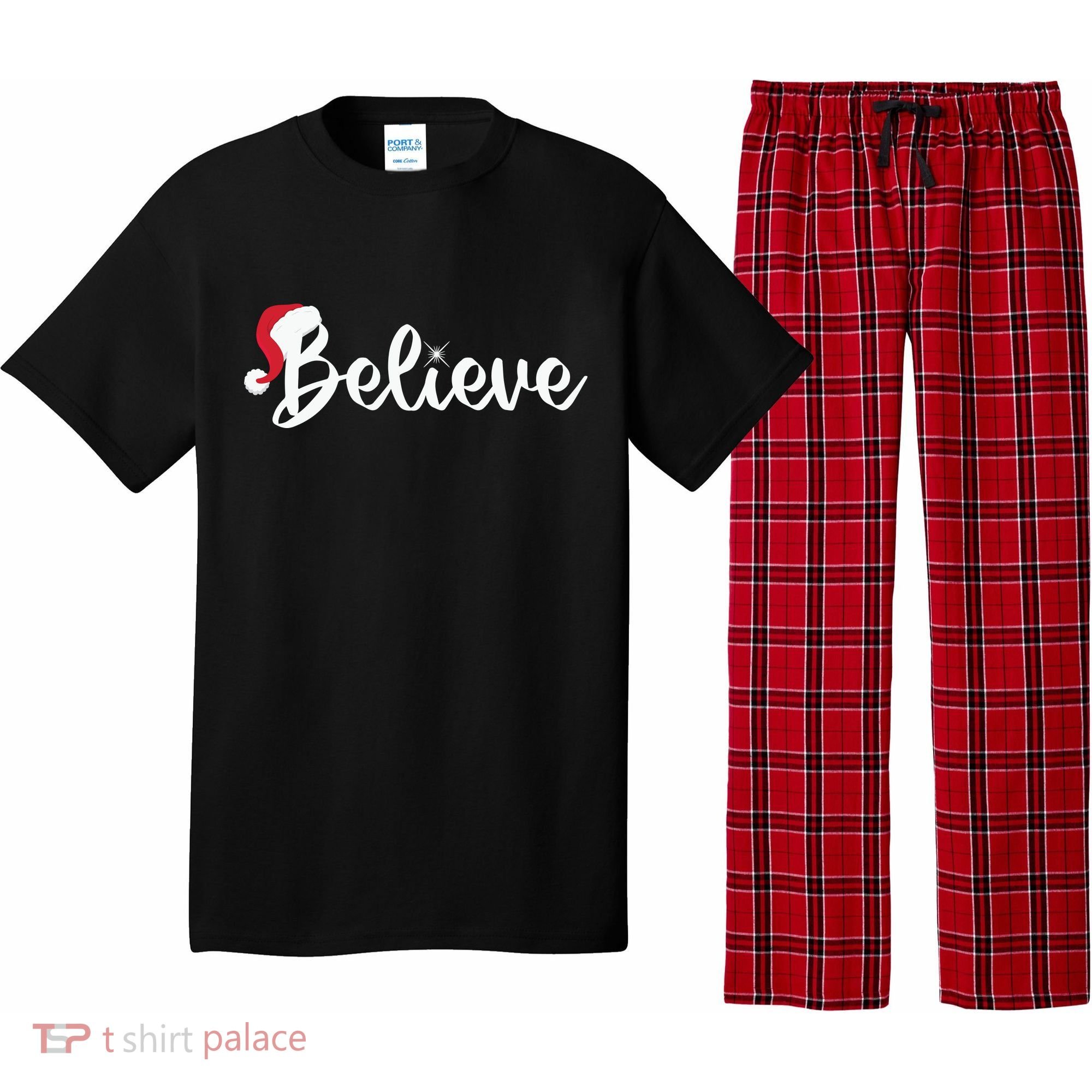 Believe Santa Hat Christmas Gift Pajama Set