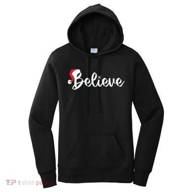 Believe Santa Hat Christmas Gift Women's Hoodie