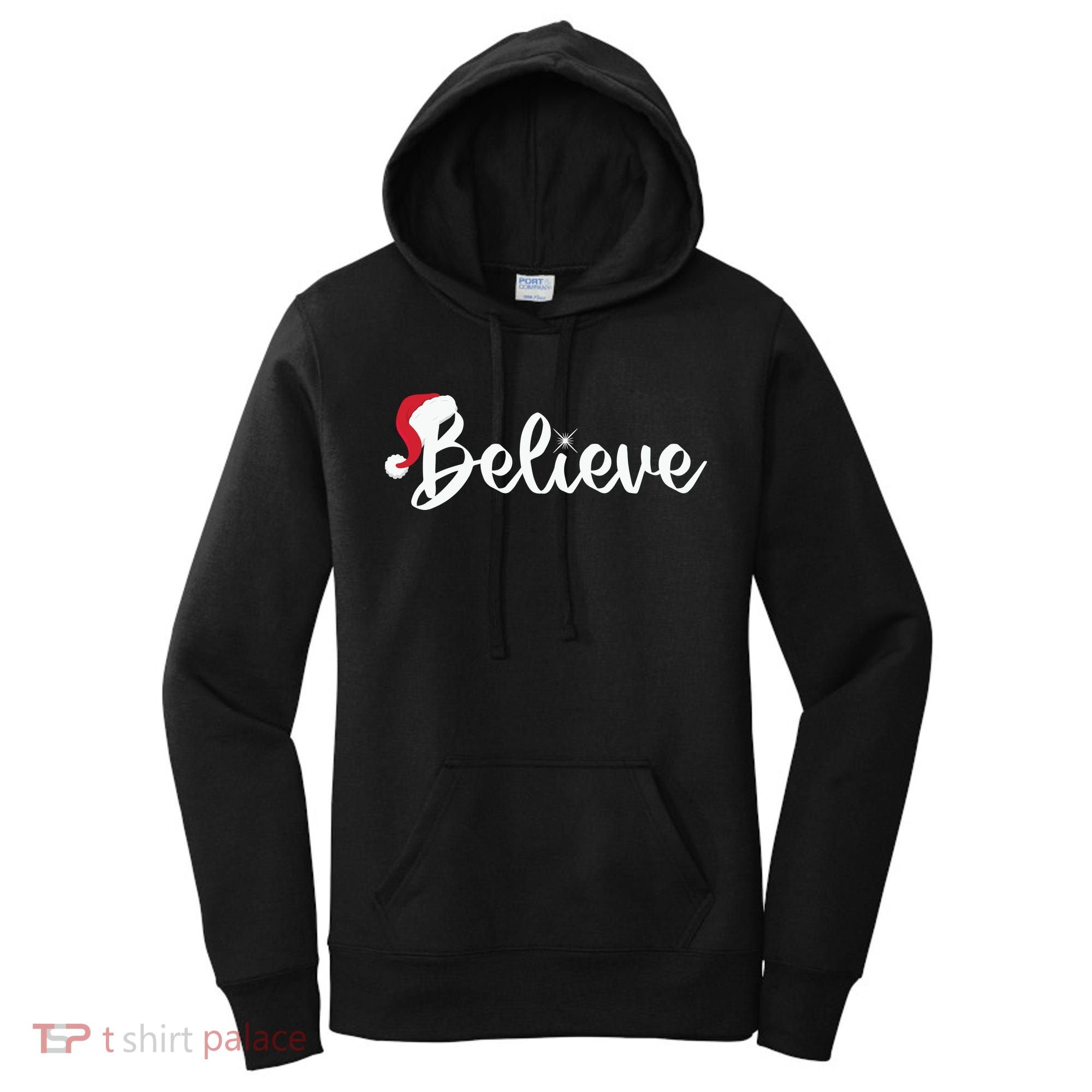 Believe Santa Hat Christmas Gift Women's Hoodie