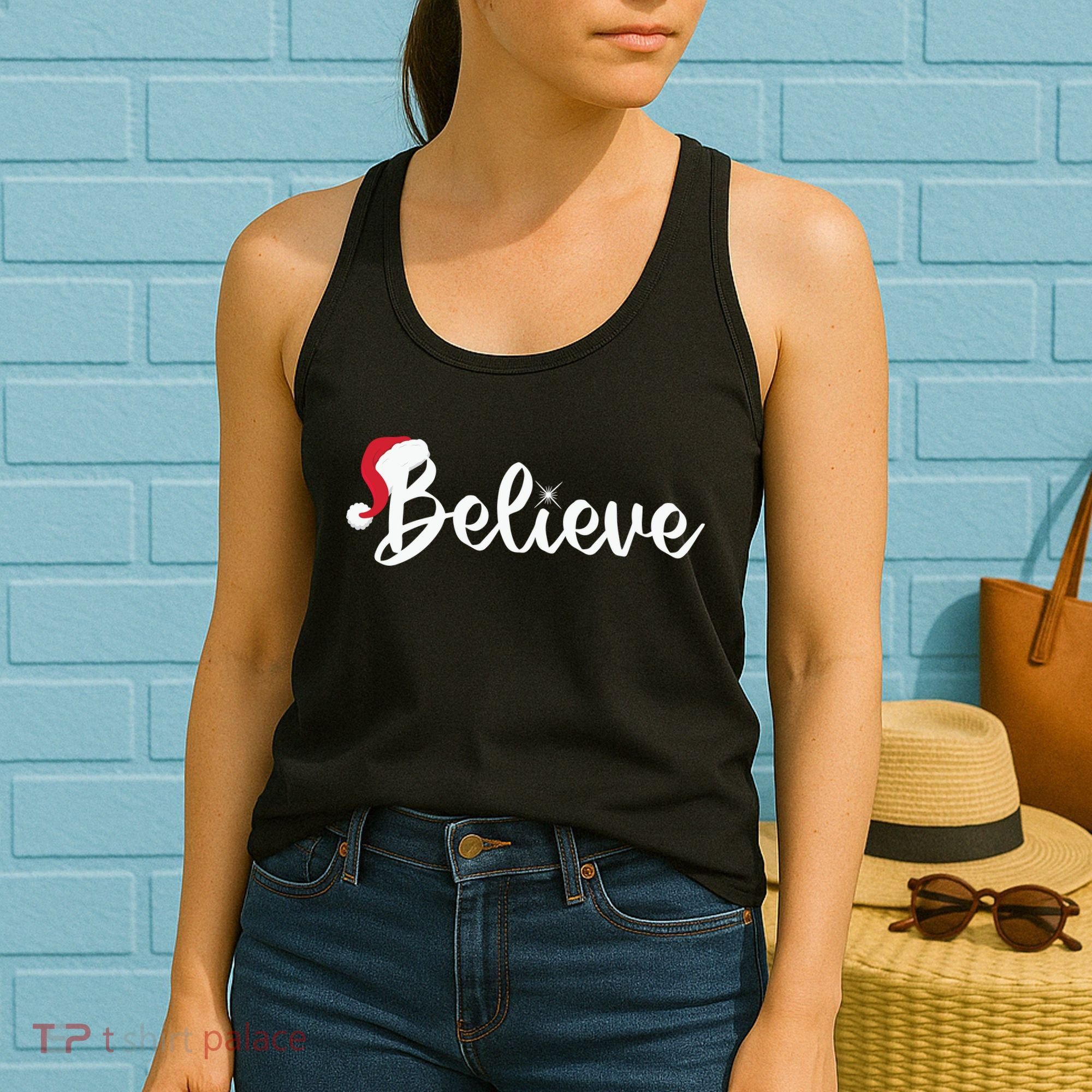 Believe Santa Hat Christmas Gift Women's Tank Top