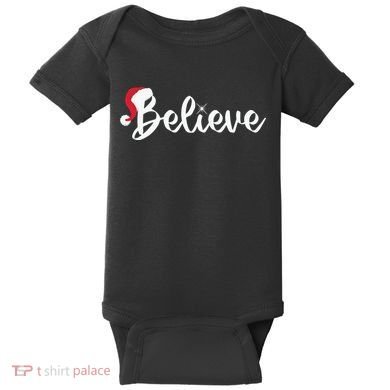 Believe Santa Hat Christmas Gift Baby Bodysuit