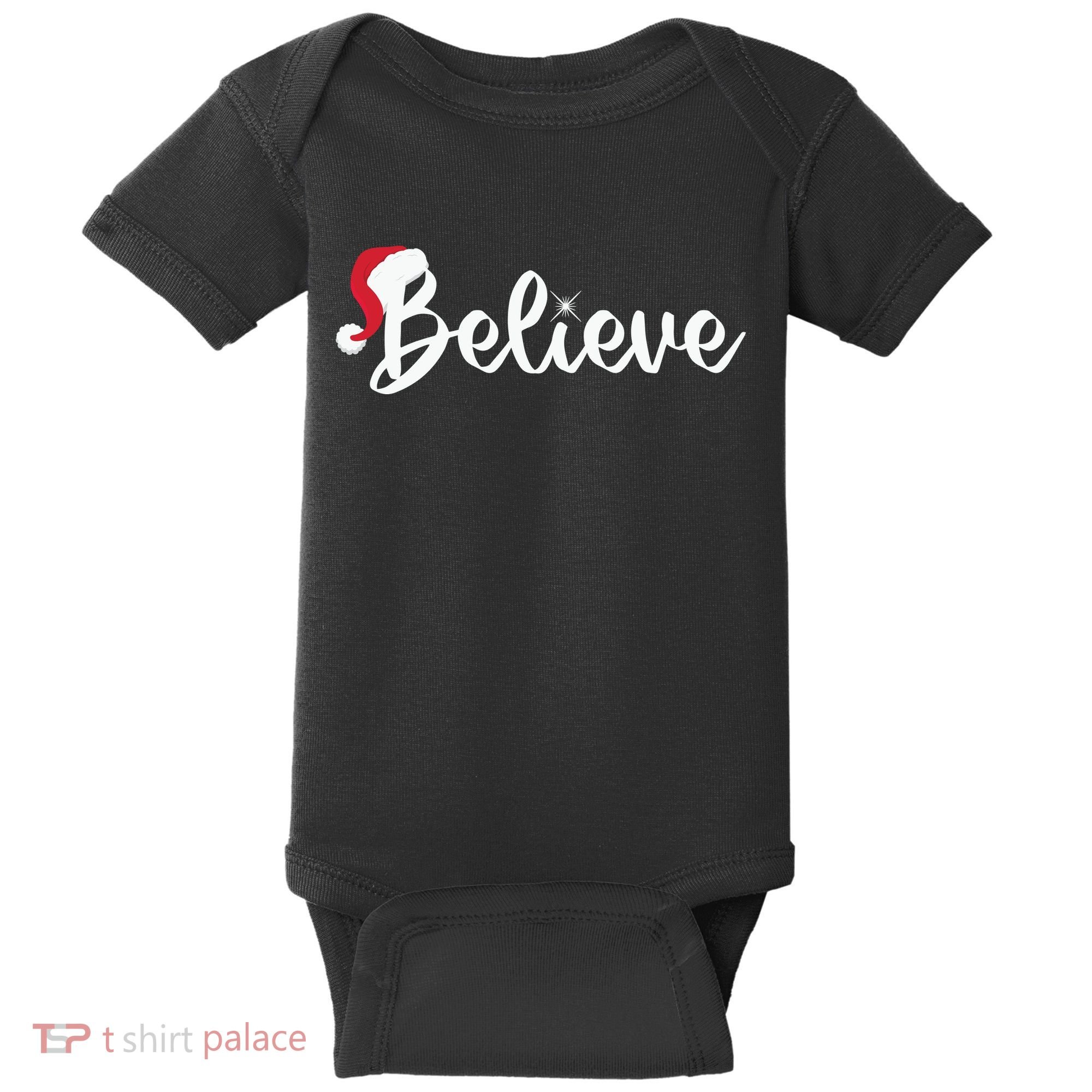 Believe Santa Hat Christmas Gift Baby Bodysuit