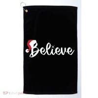 Believe Santa Hat Christmas Gift Golf Towel thumb 0