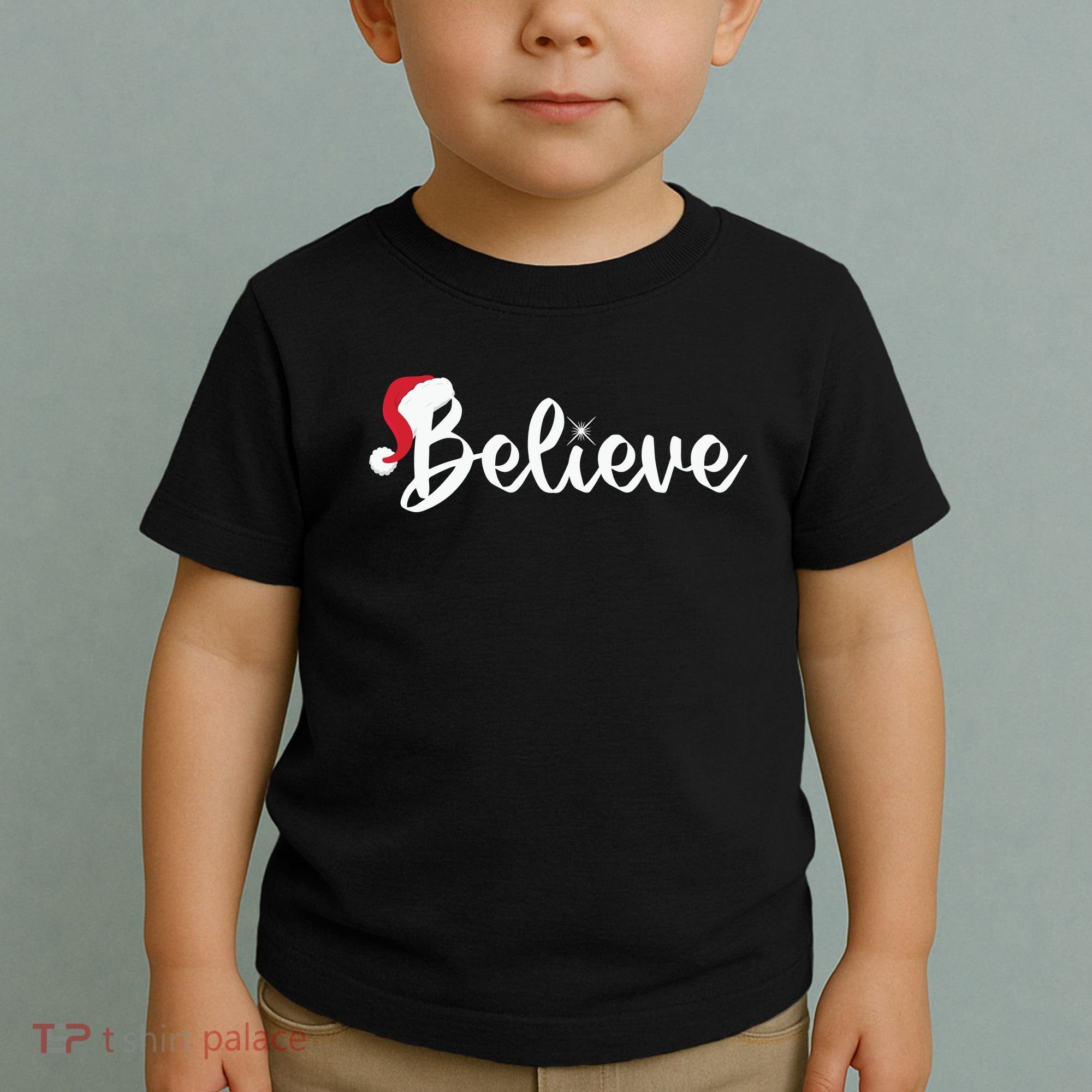 Believe Santa Hat Christmas Gift Toddler T-Shirt