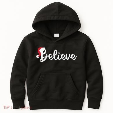 Believe Santa Hat Christmas Gift Kids Hoodie