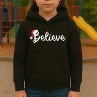 Believe Santa Hat Christmas Gift Kids Hoodie thumb 3