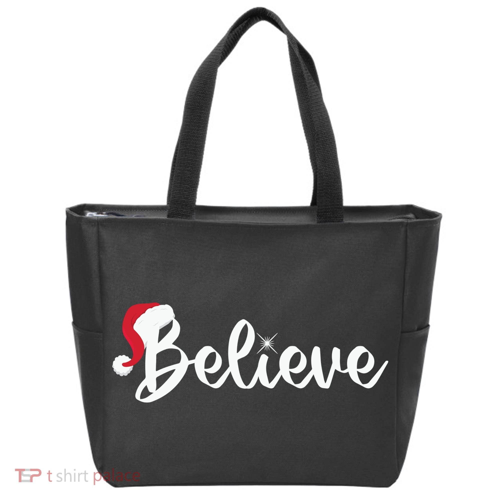 Believe Santa Hat Christmas Gift Tote Bag