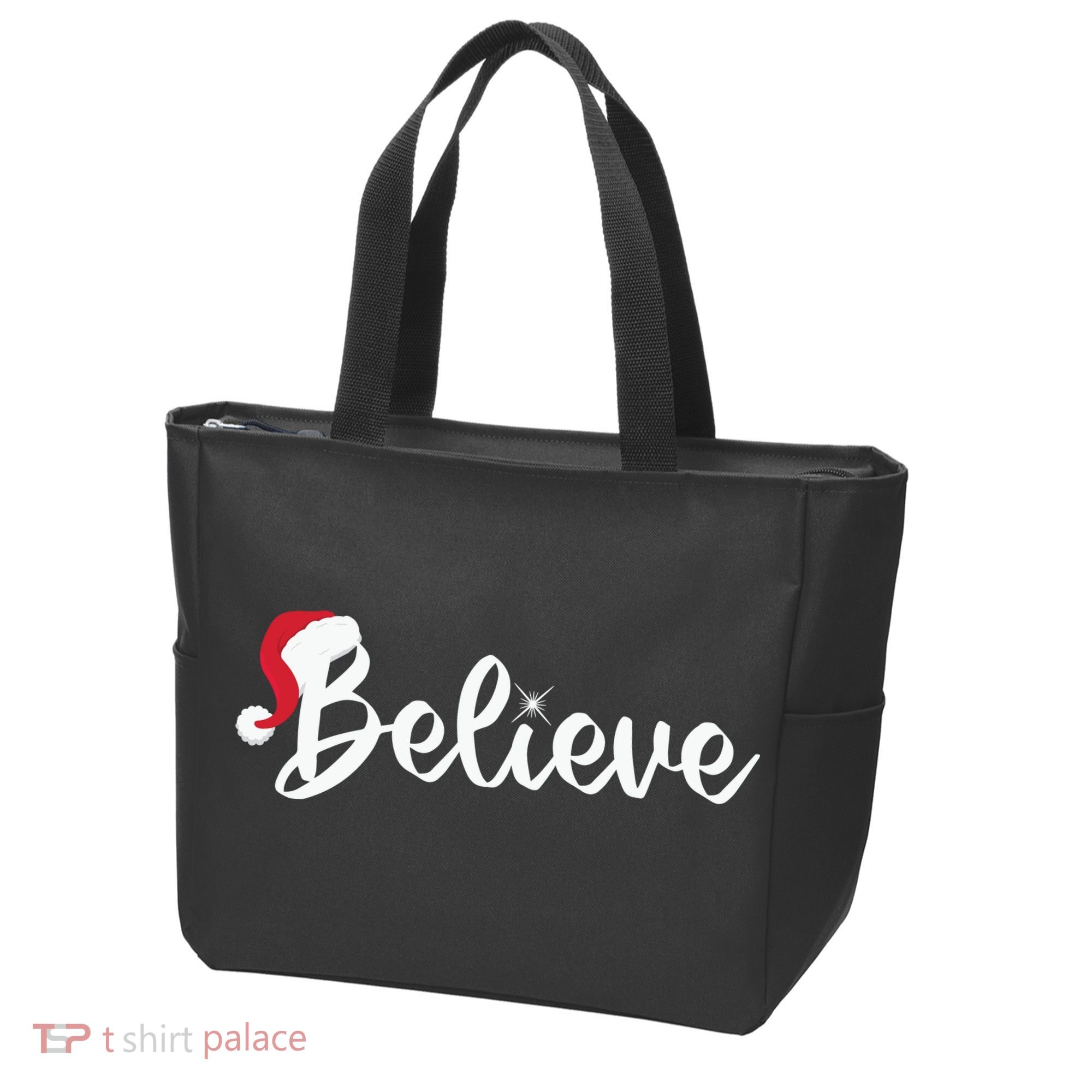 Believe Santa Hat Christmas Gift Tote Bag