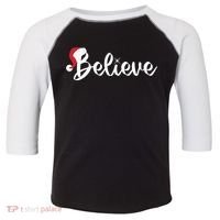 Believe Santa Hat Christmas Gift Toddler Fine Jersey T-Shirt thumb 0