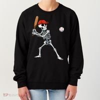 Baseball Skeleton Halloween Skeleton Playing Baseball Women's Sweatshirt thumb 0