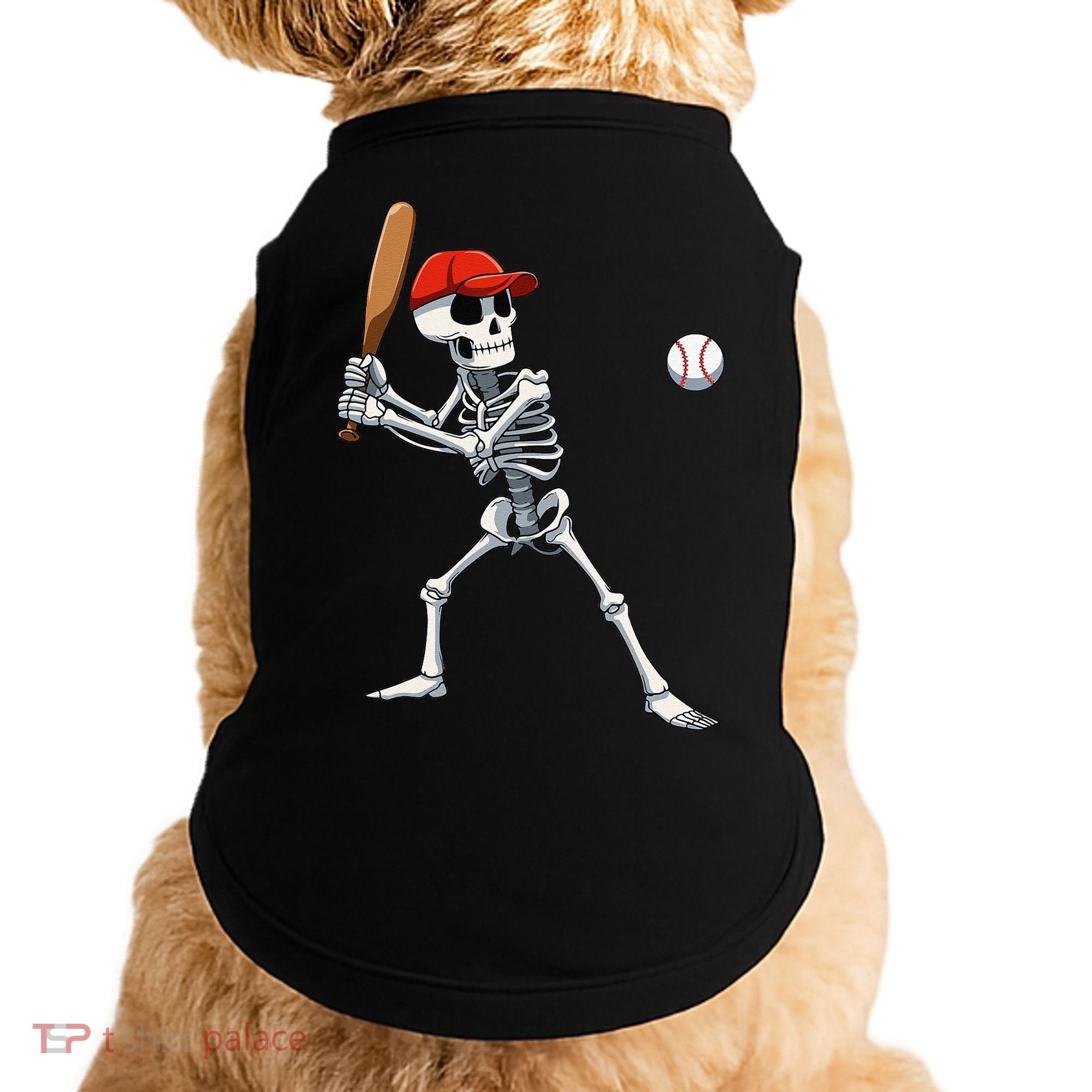 Baseball Skeleton Halloween Skeleton Playing Baseball Doggie Tank