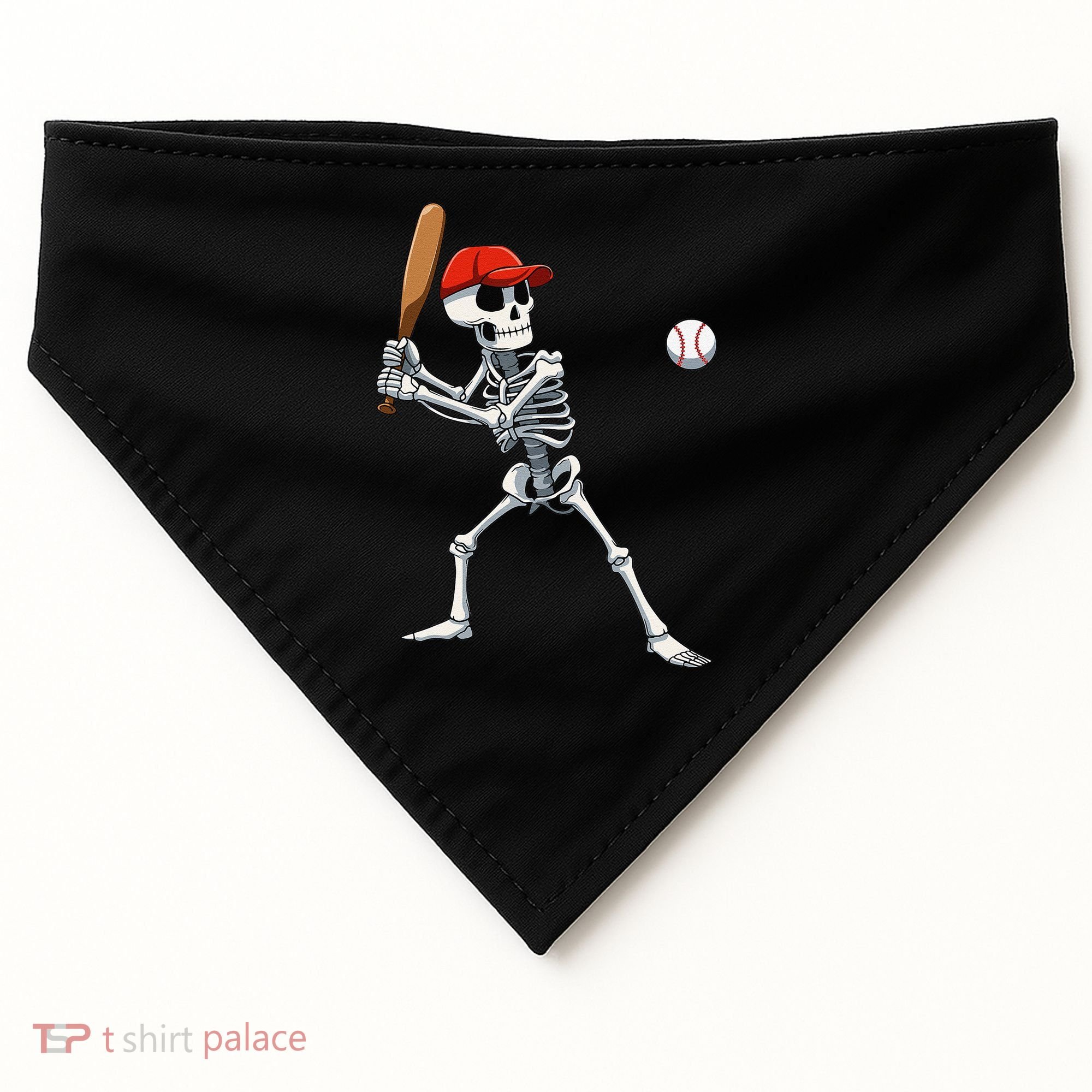 Baseball Skeleton Halloween Skeleton Playing Baseball USA-Made Doggie Bandana