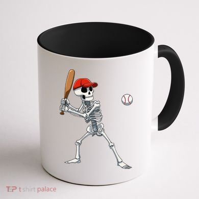 Baseball Skeleton Halloween Skeleton Playing Baseball Coffee Mug back