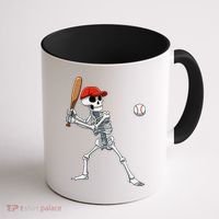 Baseball Skeleton Halloween Skeleton Playing Baseball Coffee Mug thumb 1