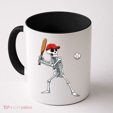 Baseball Skeleton Halloween Skeleton Playing Baseball Coffee Mug