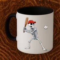 Baseball Skeleton Halloween Skeleton Playing Baseball Coffee Mug thumb 2