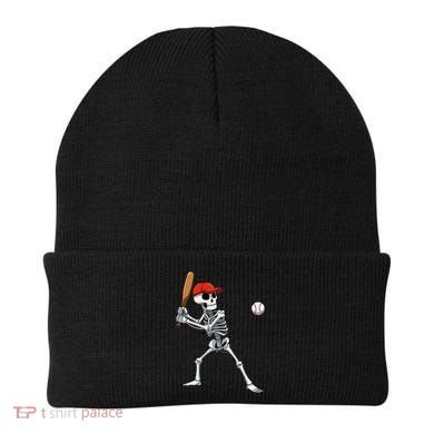 Baseball Skeleton Halloween Skeleton Playing Baseball Beanie