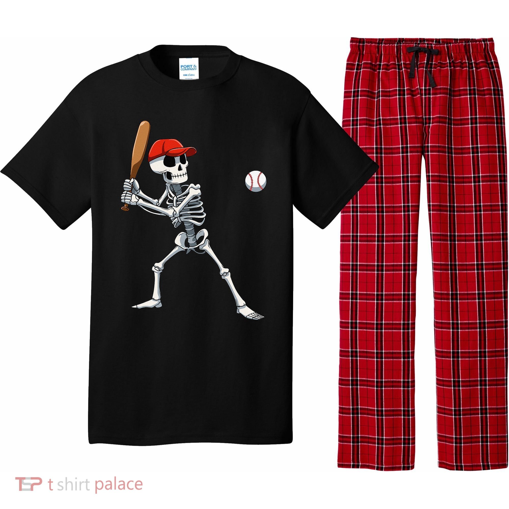 Baseball Skeleton Halloween Skeleton Playing Baseball Pajama Set