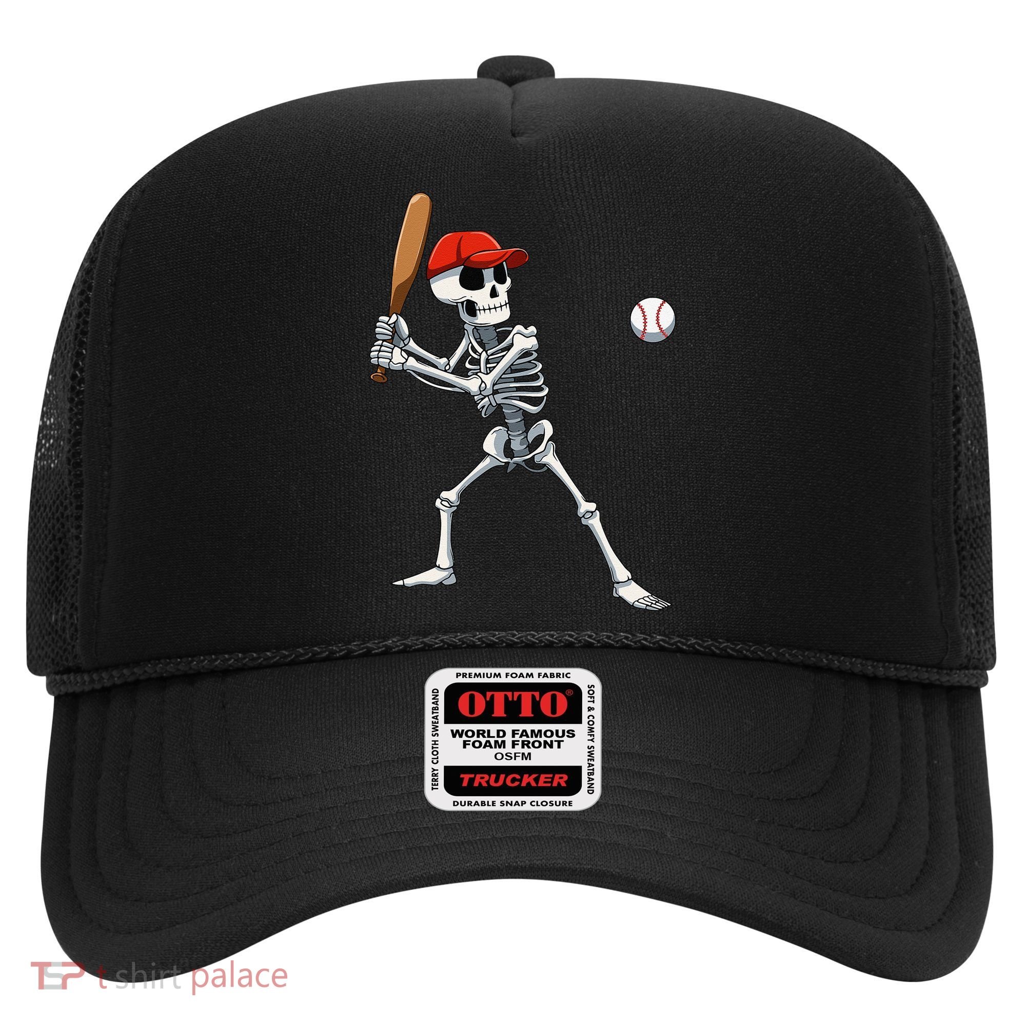 Baseball Skeleton Halloween Skeleton Playing Baseball Hat