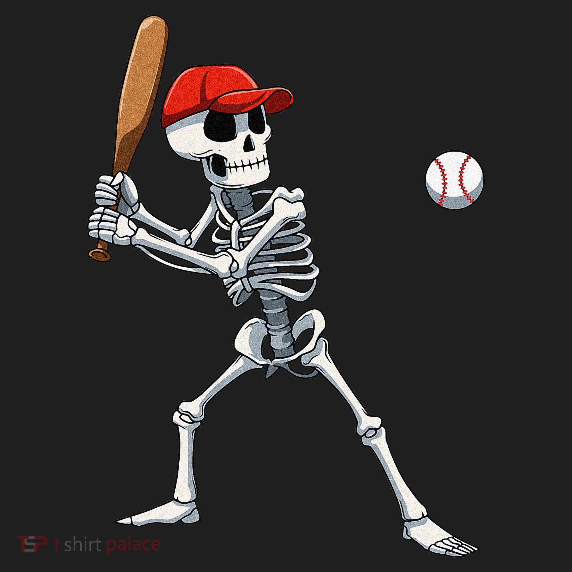 Baseball Skeleton Halloween Skeleton Playing Baseball Hat