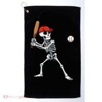 Baseball Skeleton Halloween Skeleton Playing Baseball Golf Towel thumb 0
