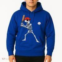 Baseball Skeleton Halloween Skeleton Playing Baseball Hoodie thumb 2