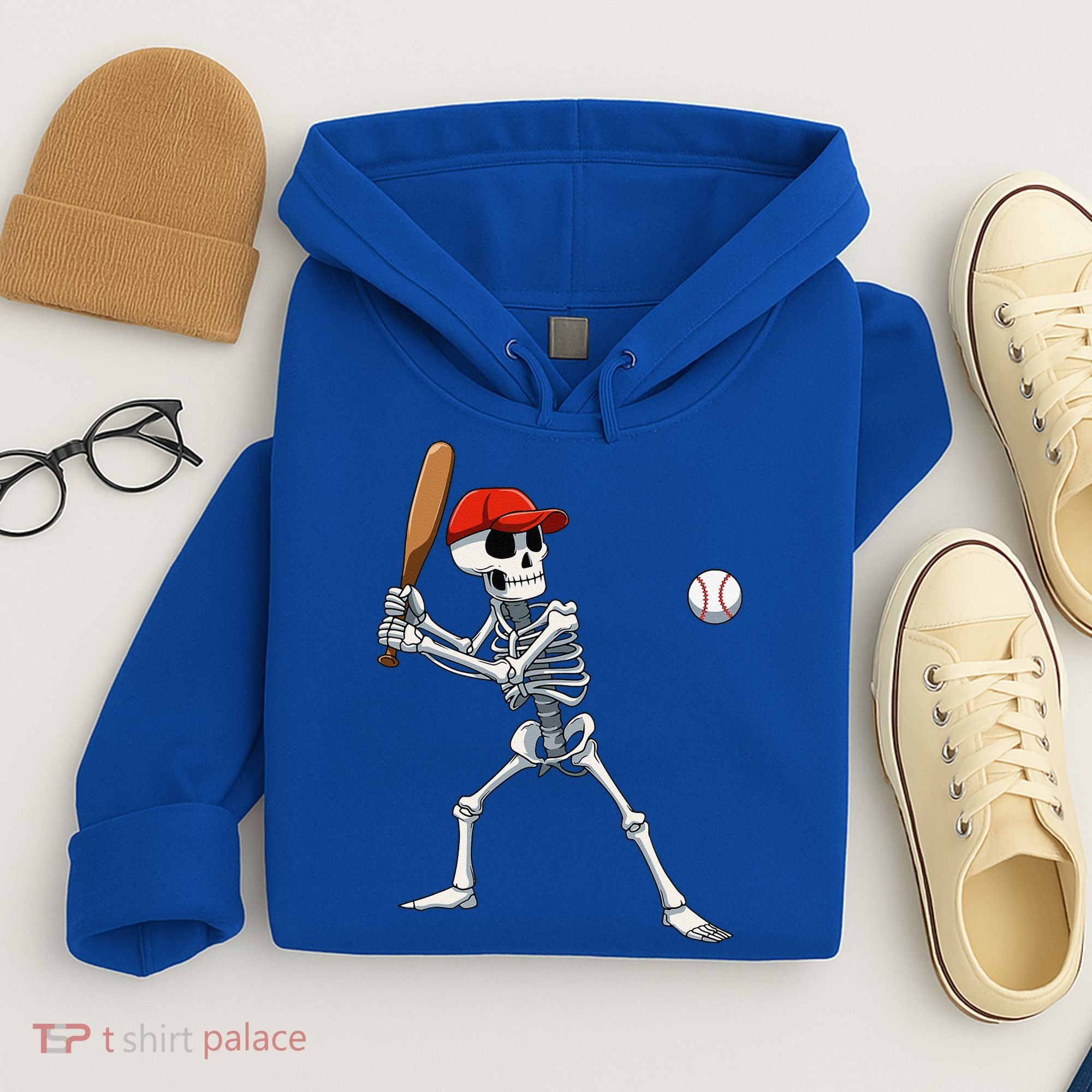 Baseball Skeleton Halloween Skeleton Playing Baseball Hoodie