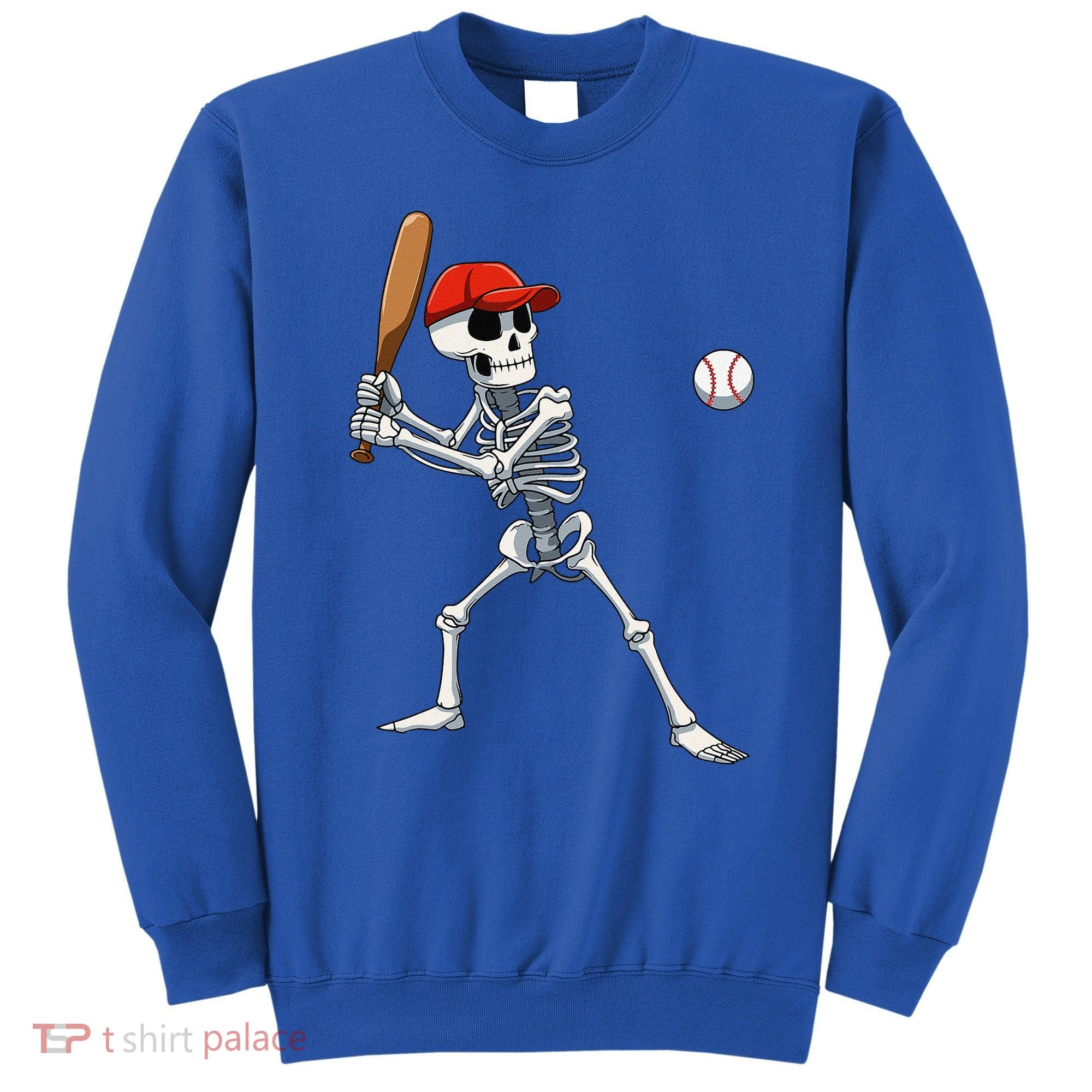 Baseball Skeleton Halloween Skeleton Playing Baseball Sweatshirt