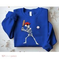 Baseball Skeleton Halloween Skeleton Playing Baseball Sweatshirt thumb 2