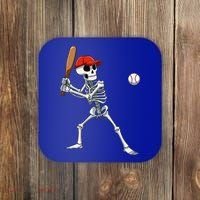 Baseball Skeleton Halloween Skeleton Playing Baseball Coaster thumb 0