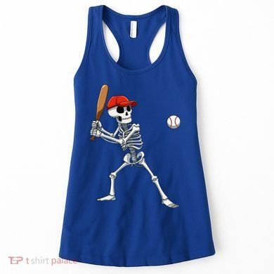 Baseball Skeleton Halloween Skeleton Playing Baseball Women's Tank Top