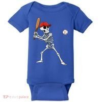 Baseball Skeleton Halloween Skeleton Playing Baseball Baby Bodysuit thumb 0