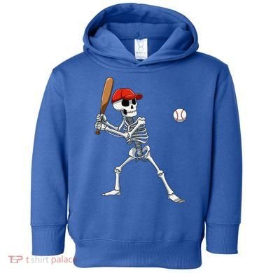 Baseball Skeleton Halloween Skeleton Playing Baseball Toddler Hoodie