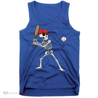 Baseball Skeleton Halloween Skeleton Playing Baseball Tank Top